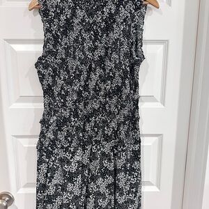 Madewell Black and White Floral Midi Dress